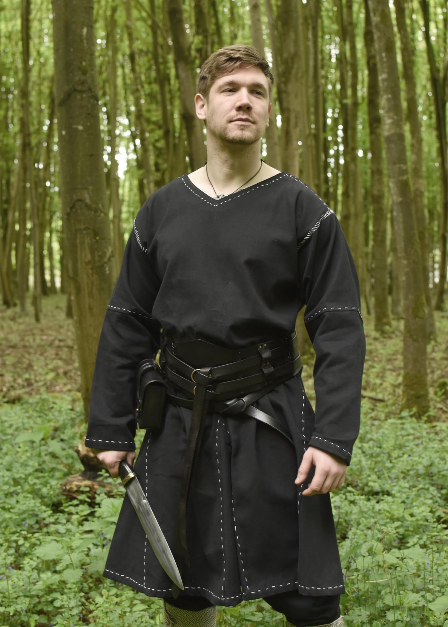 Battle-Merchant Wikinger Tunika Askur, Herren | Mittelalter, langarm Hemd, Baumwolle, für Reenactment, LARP & Fantasy Cosplay