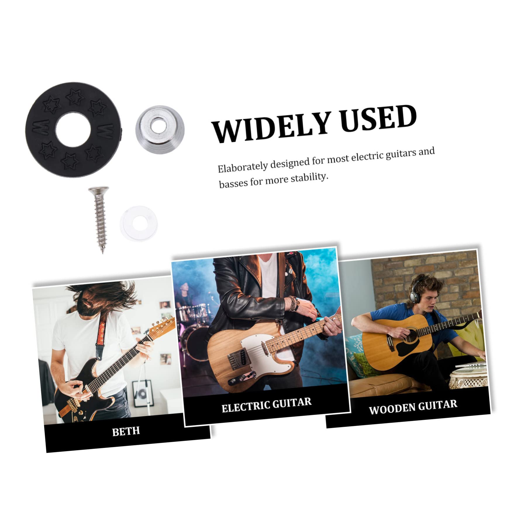 BESPORTBLE 10pcs Slip Bass Strap Locks with Smooth Design for Guitar Straps Durable Non Slip Studs and Washers for Acoustic Electric Bass Guitars