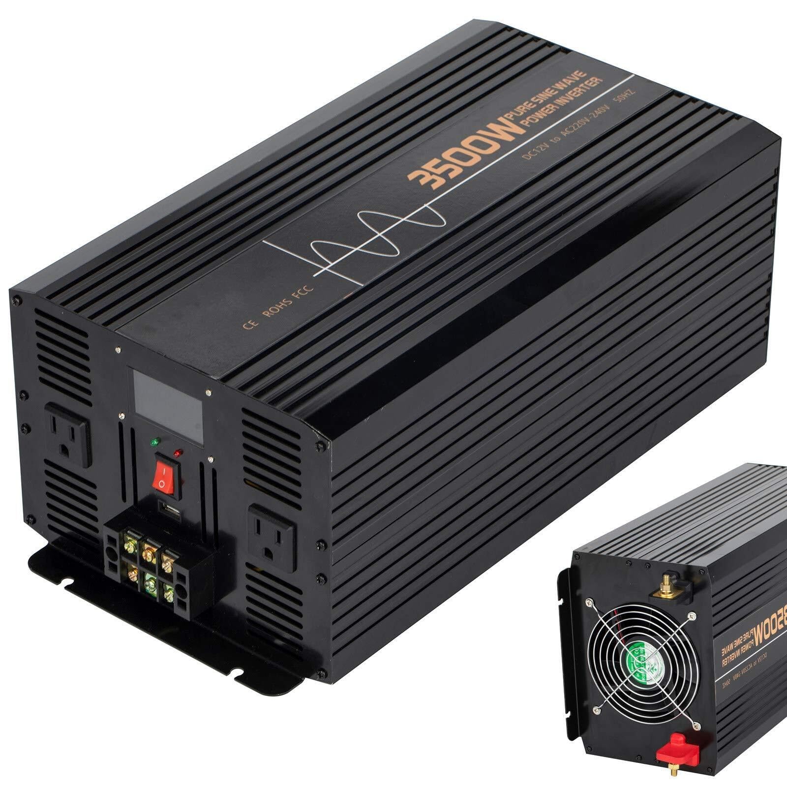 NVSFZGIYG Power Inverter DC 12V 24V 48V to AC 110V/220V Pure Sine Wave Car Voltage Converters with Alligator Battery(3500W,24Vto220V)
