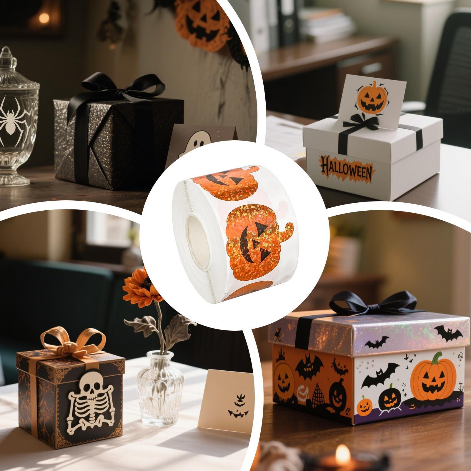 Naklejki Halloween Dla Dzieci Halloween Naklejki w Rolce z Dynią | 500 Sztuk Materialow Plastycznych Na Halloween Dla Dzieci I Mlodziezy Do Zabaw Kreatywnych Gier Klasowych Oraz Rzezbi