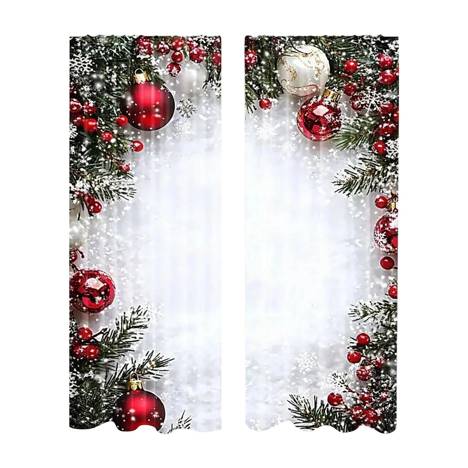 Weihnachtsvorhang, Blickdichte Vorhänge Weihnachten Deko Übergardinen 2er Set Verdunklungsvorhänge mit Ösen Schlafzimmer Wohnzimmer Küche Gardinen Thermovorhänge Kälteschutz, 100x220 cm (BxH)