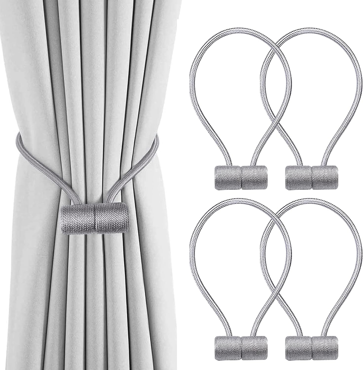 JUKOTA Magnetische Gardinenhalter 2 Stück - Raffhalter Ohne Bohren, Rosa