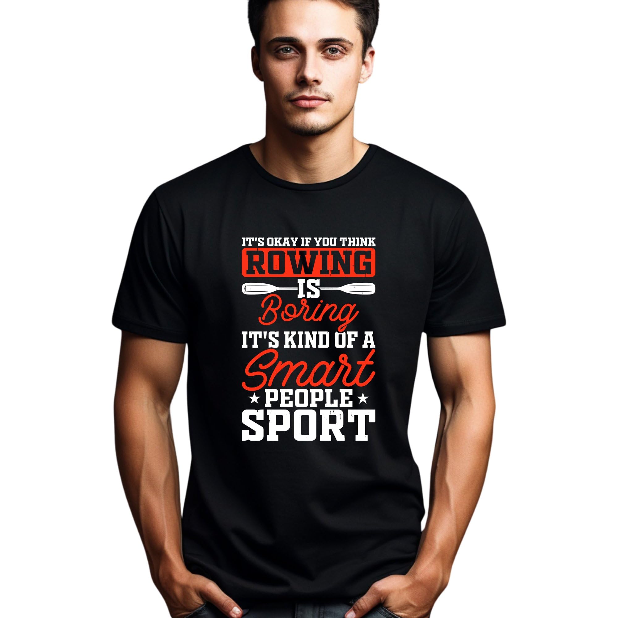 Seek Buy LoveUnique Rowing T-Shirt for Crew Members, Funny Rowing is Boring Smart People Sport Tee