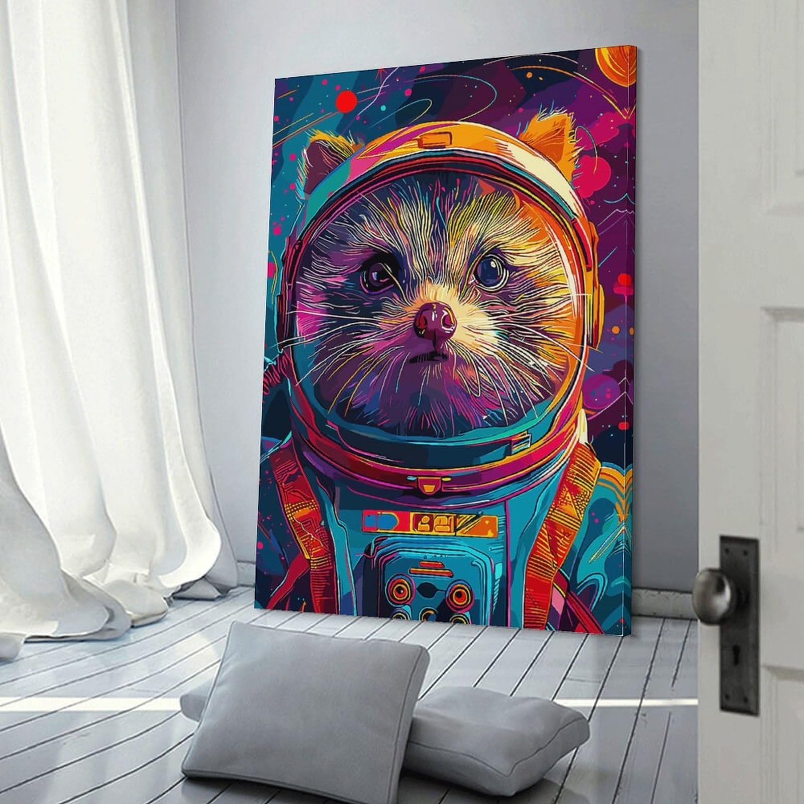 Impression peinture hérisson astronaute espace pour salon chambre - 6