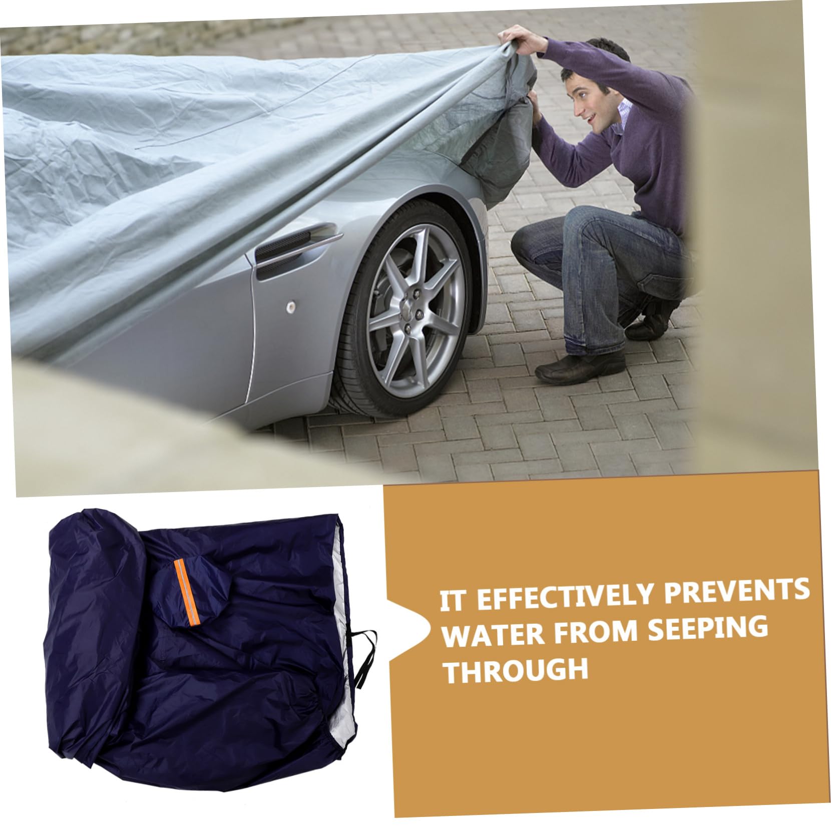 Toyvian 190t All-Weather Car Cover XXXL Outdoor Protective Cover with Windproof Straps Reflective Strips for Easy Identification Durable — view 7