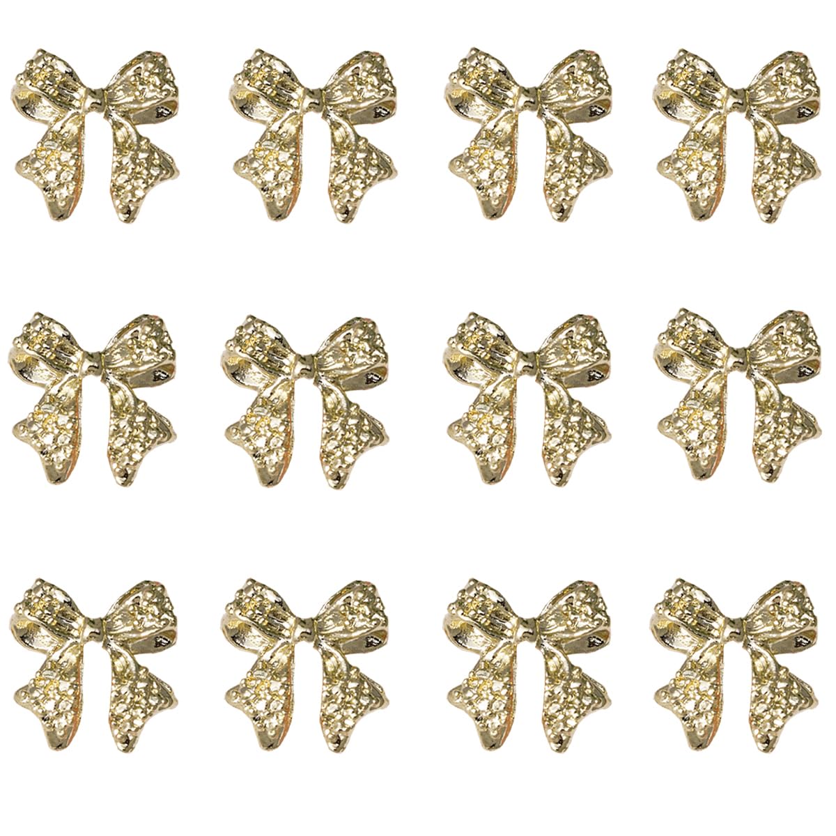 50 Pcs Gold Bow Nail Charm for Women Girl, 3D Nail Decoration Metal Bow Nail Rhinestones Bowknot for DIY Nail Art Accessories