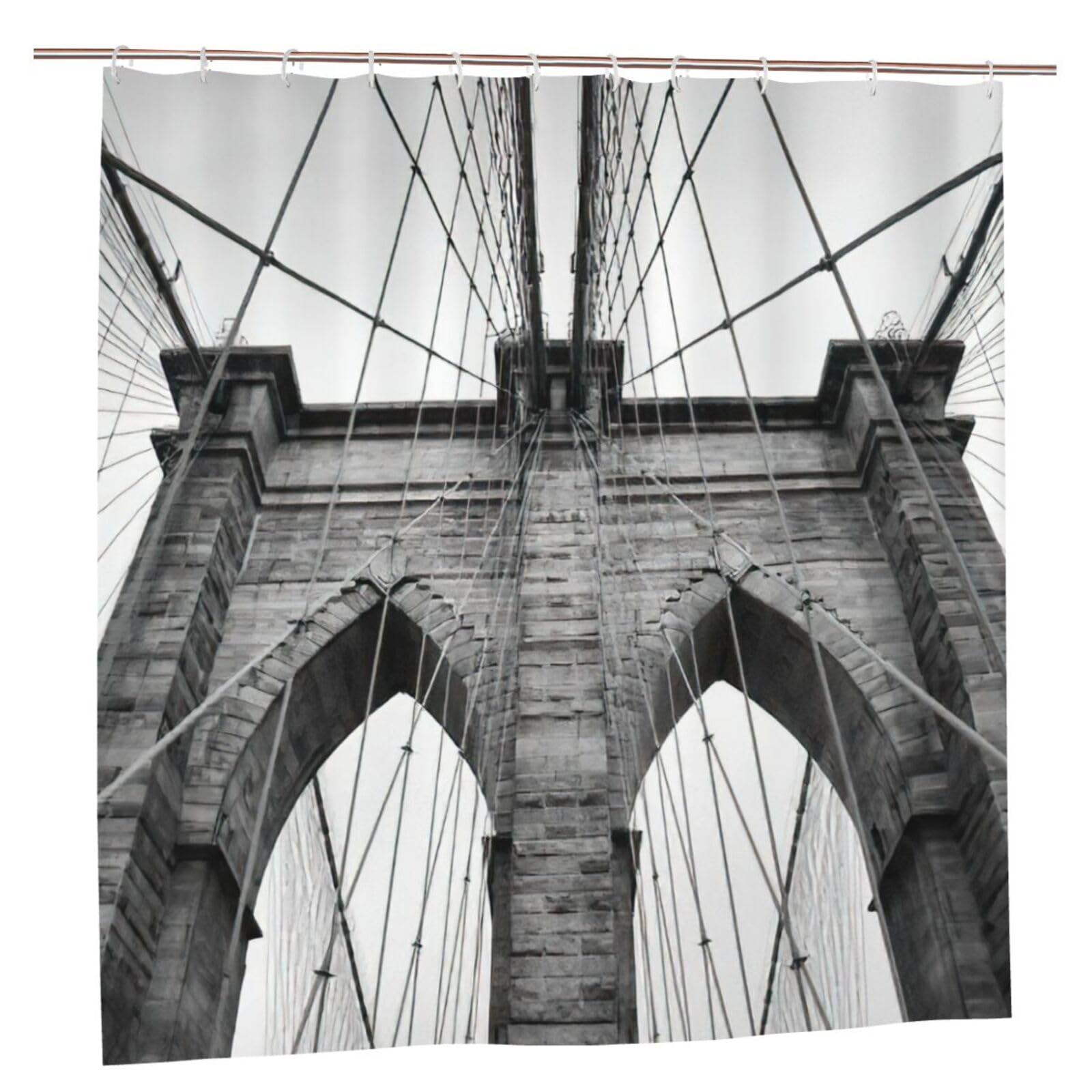Rideau de douche Brooklyn 183x183 cm en polyester imprimé avec 12 œillets