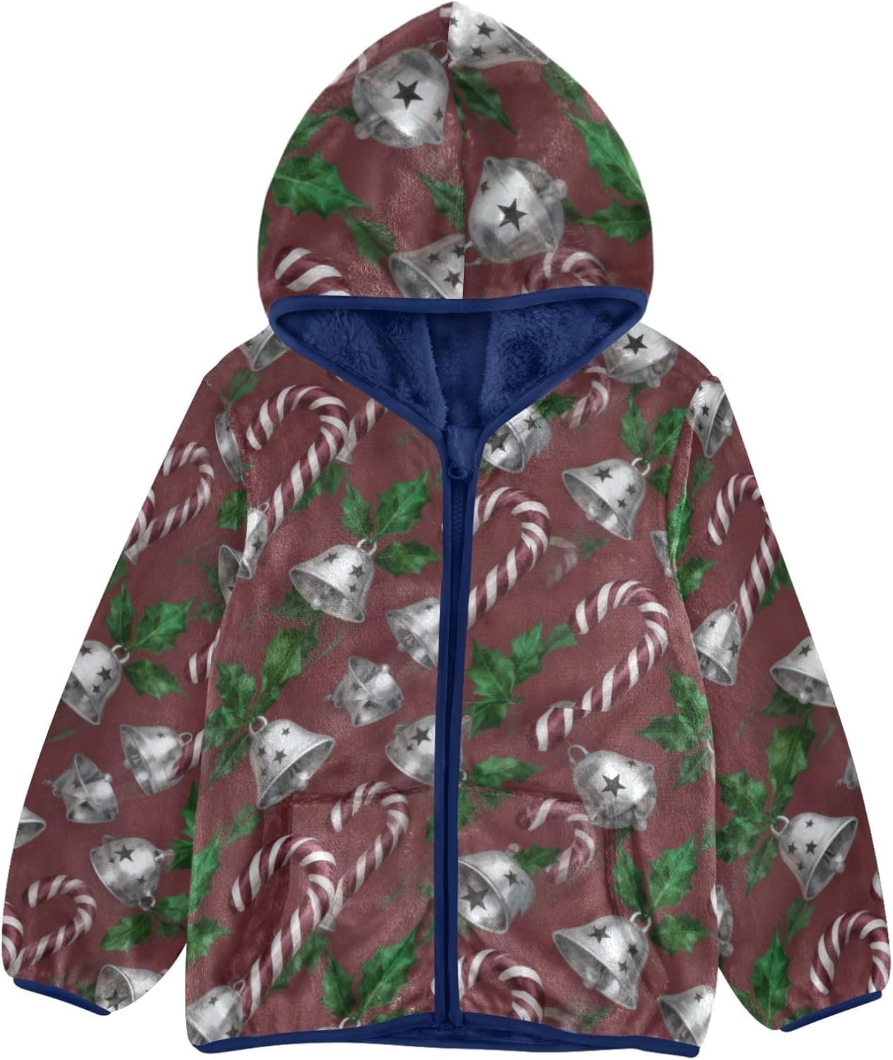 Candy Canes and Bells Boy Fleece Jacket Lightweight Zip Up Baby Boys Clothes 3T