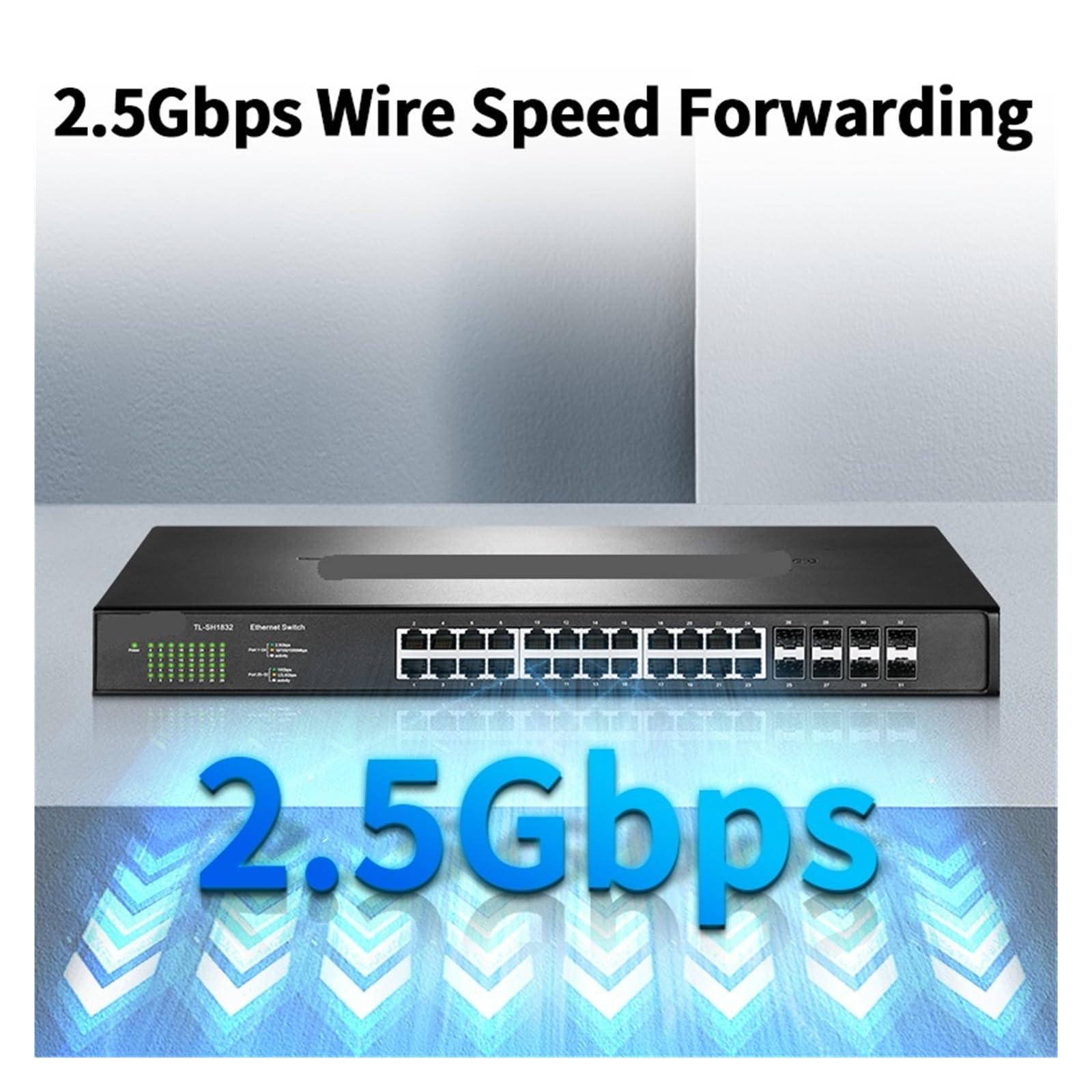 Commutateur Ethernet 24 Ports 2.5GbE commutateur réseau 2500Mbps avec Hub réseau de Liaison Montante 10G SFP + Robinet Internet TL-SH1832 (Color : EU Adapter)