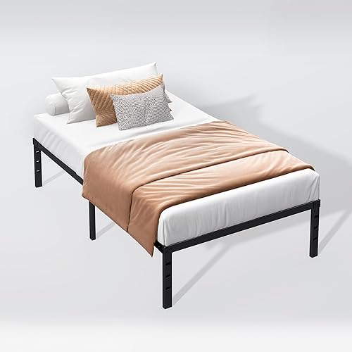 Miniatura 8 de Hafenpo Base de cama individual de 12 pulgadas, plataforma de metal resistente, tamaño individual, no necesita somier, resistente, fácil montaje,
