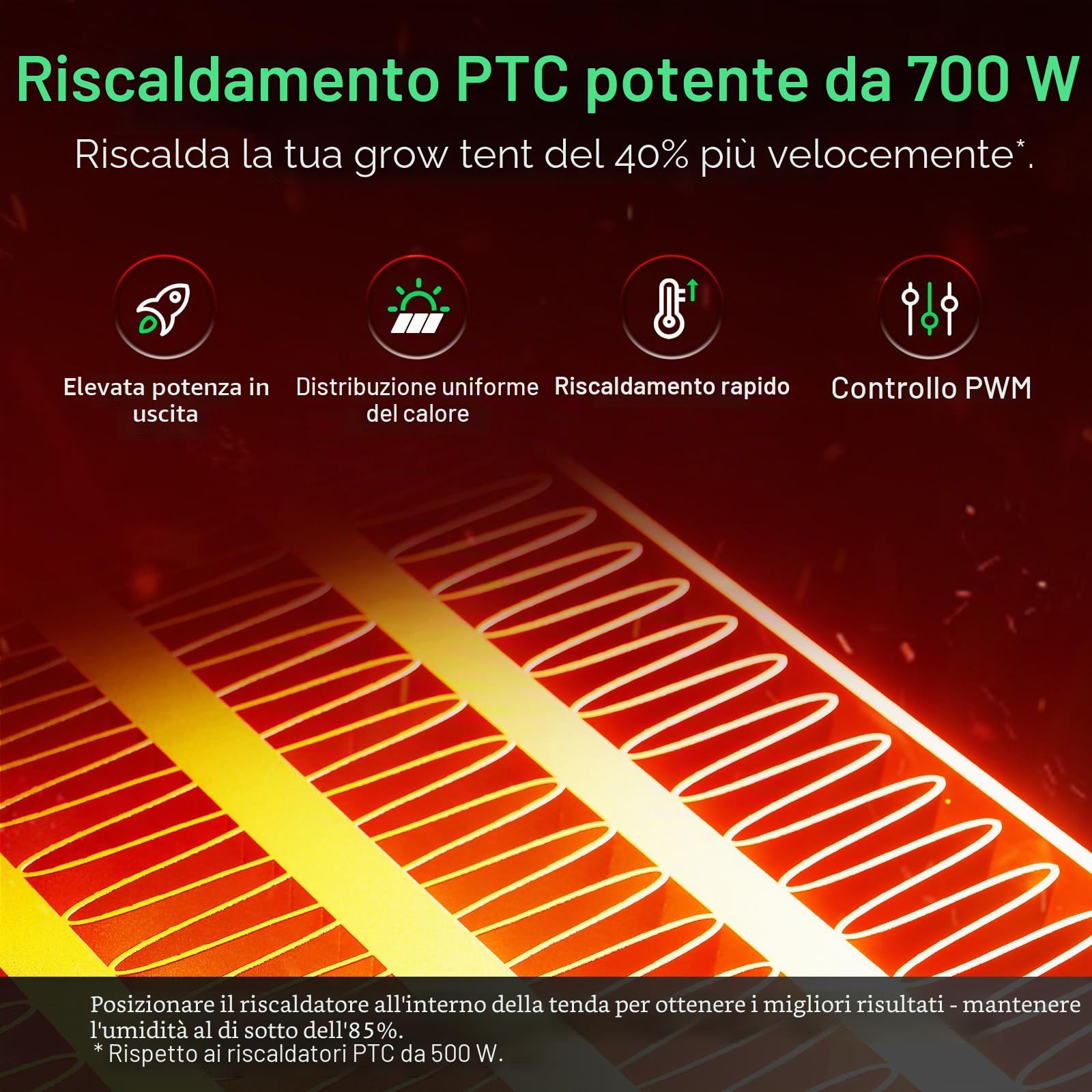 VIVOSUN AeroFlux Riscaldatore per Tende da Coltivazione Intelligenti 700 W, Riscaldamento PTC con Termostato, Monitoraggio VPD, Controllo app, Protezione Contro il Surriscaldamento e Tubo di prolunga