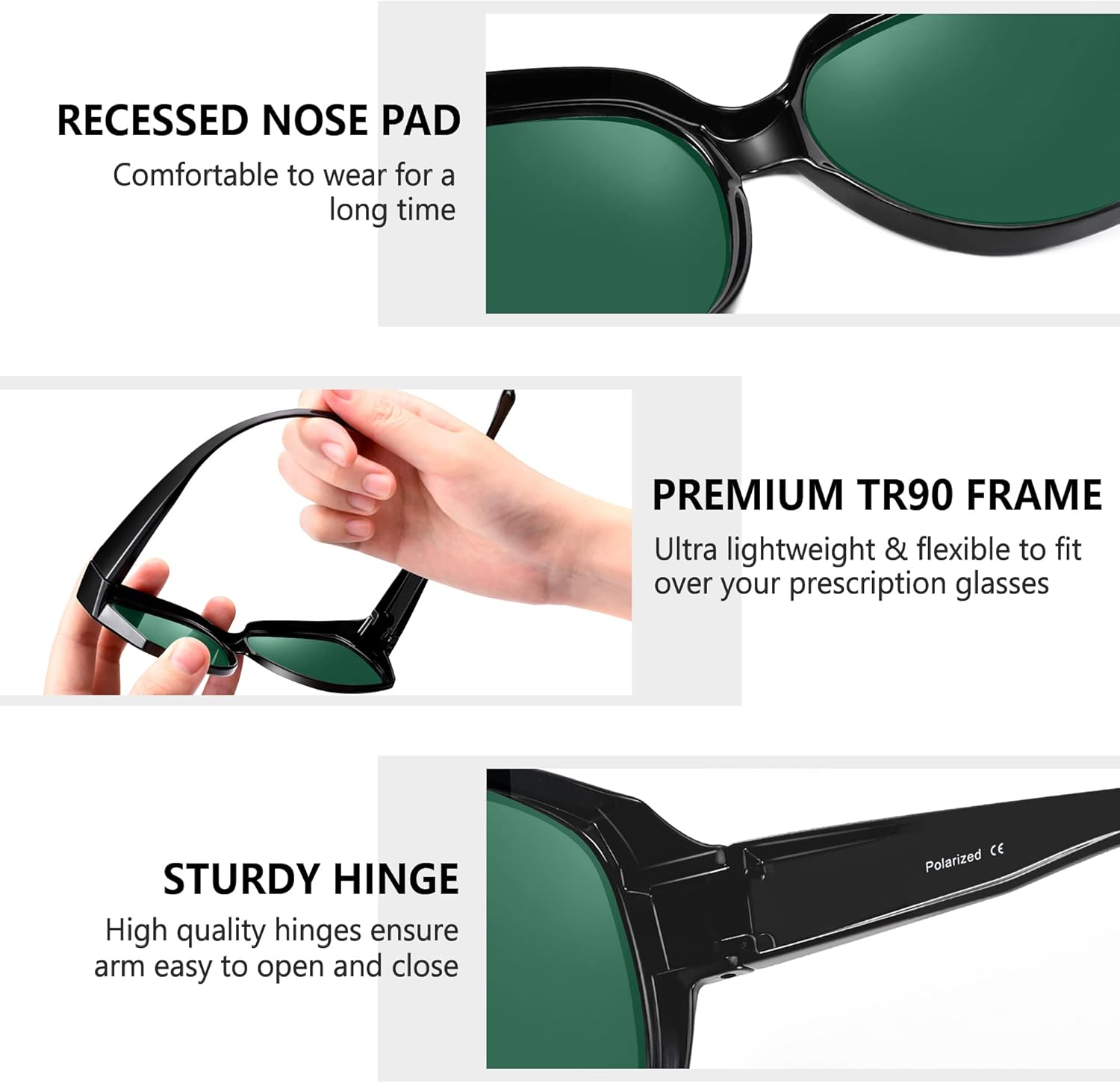 Polarized Over Glasses Sunglasses for Women, Oversized Fit Over Sun Glasses UV400 - Image 5