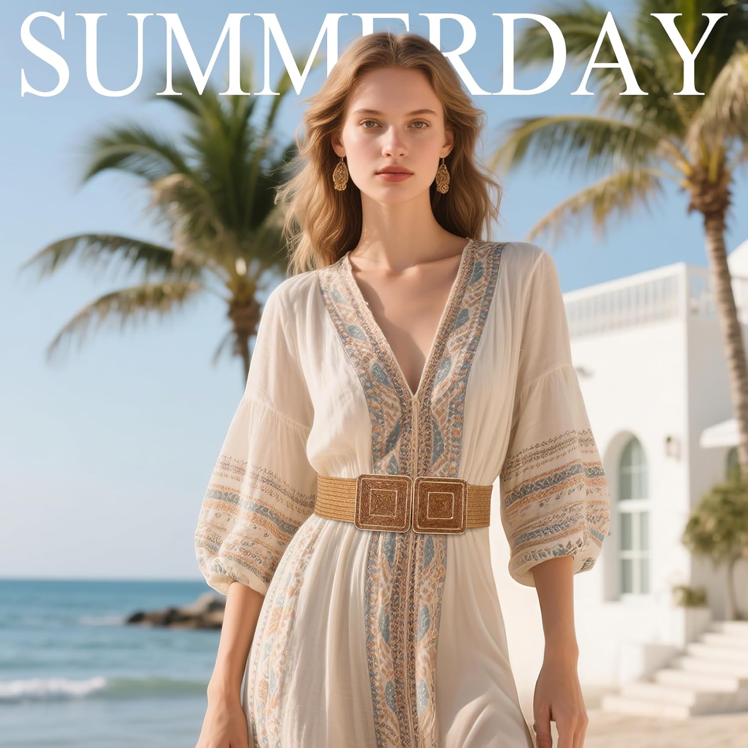 JASGOOD Straw Woven Elastic Belts for Women,Rattan Wide Stretchy belt for Dress and Boho Wear Ladies Raffia Braided Belt - Image 4