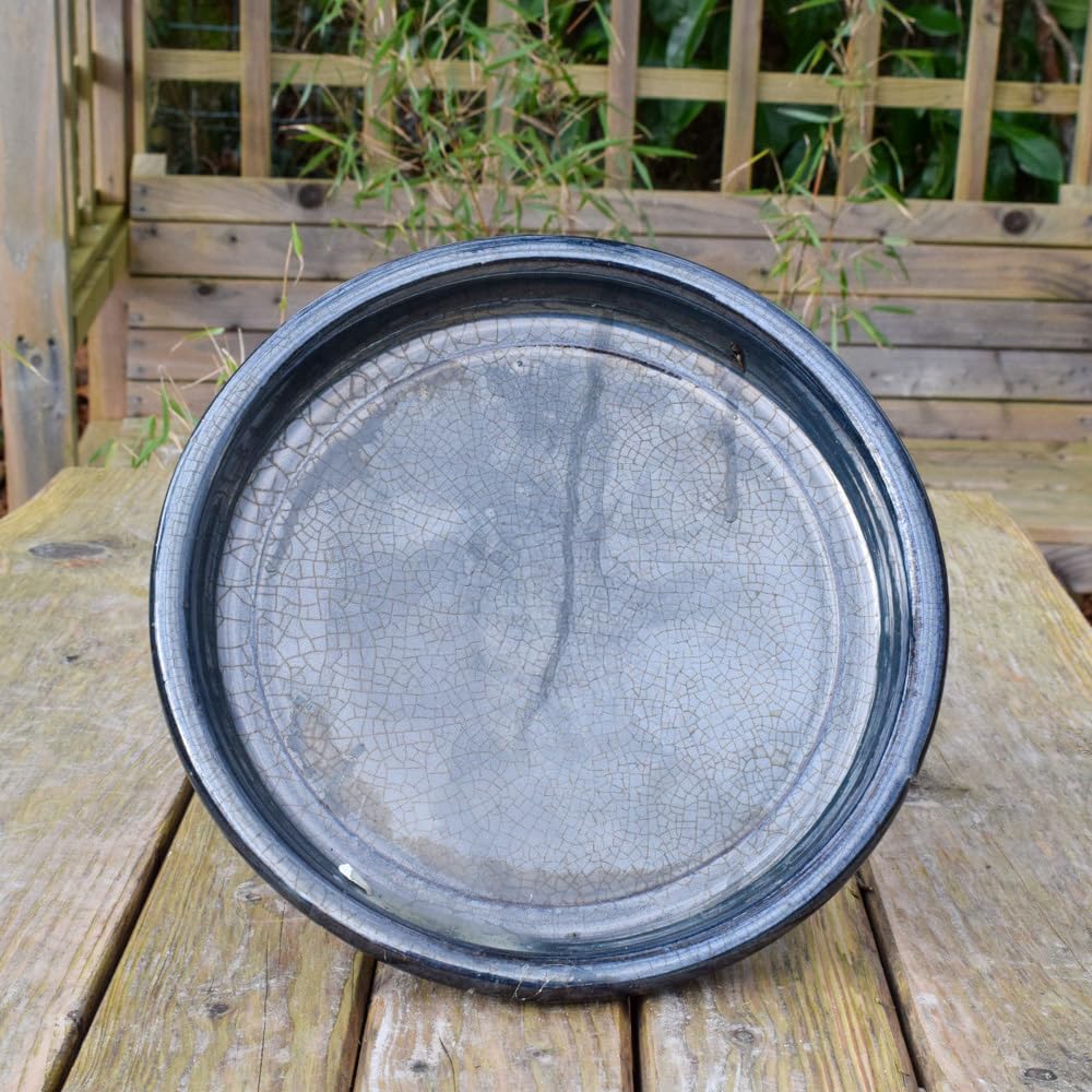 Bedwen Black Frost Proof Ceramic Saucers For Garden Planters Pots (, Large)
