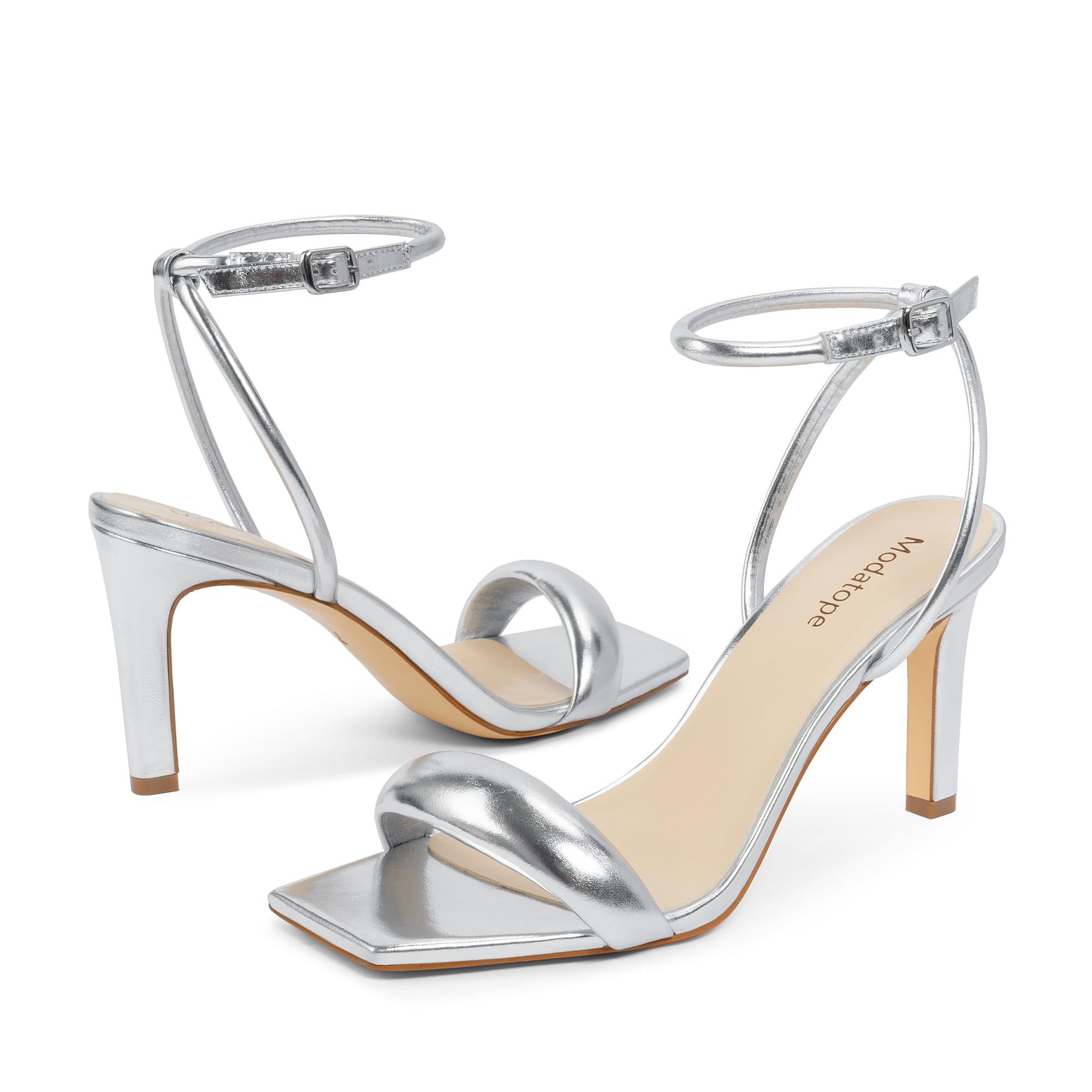 Modatope Damen-Sandalen mit Absatz, quadratisch, offener Zehenbereich, Riemchen, Knöchelriemen, Absatz, für Party, Hochzeit, Alltag, Weiss/opulenter Garten