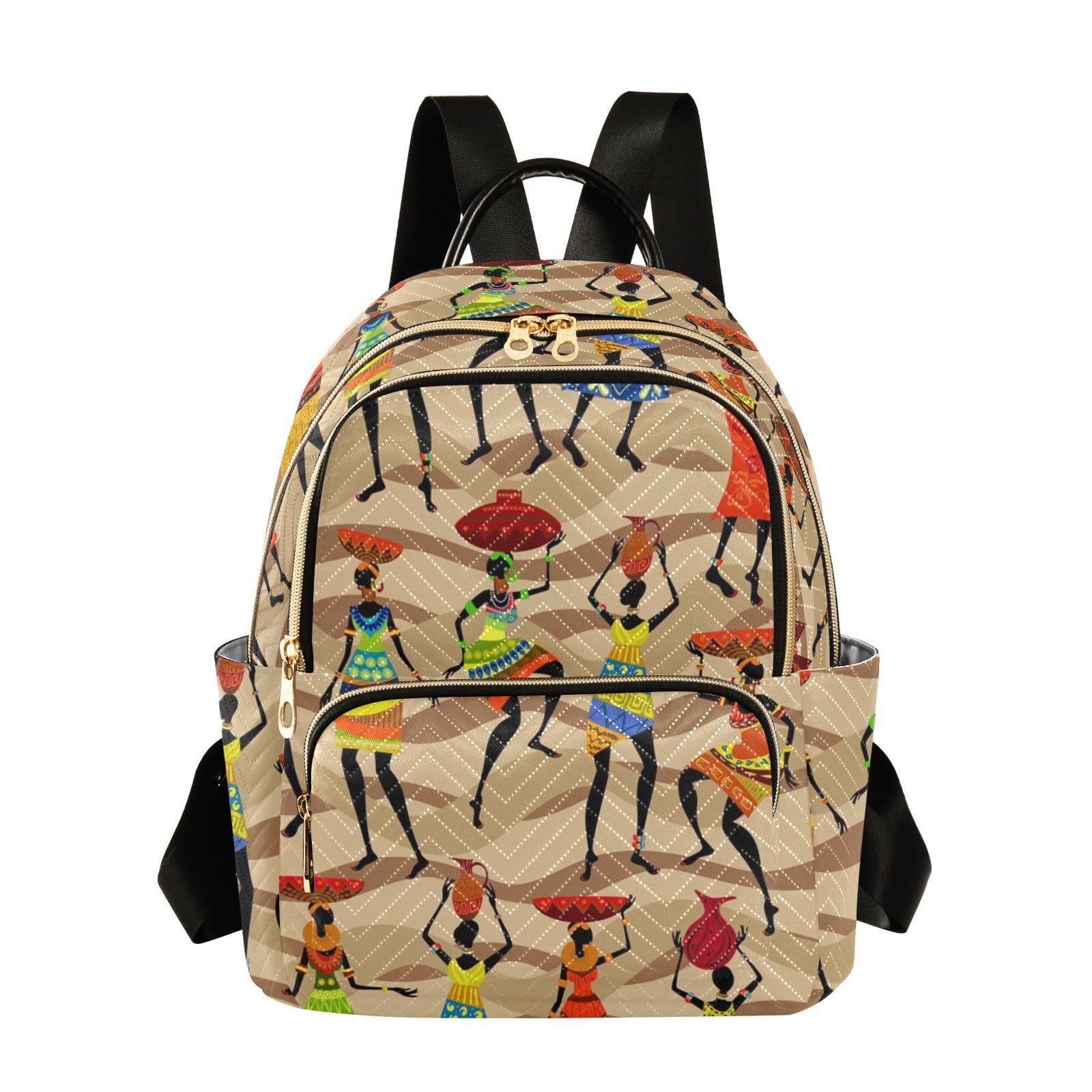 Anantty Women's Multicolor Backpack Ethnic African Woman Print Rucksack Shoulder Bag Handbag Casual Daypacks Travel Bag School Bags Backpacks For Girls