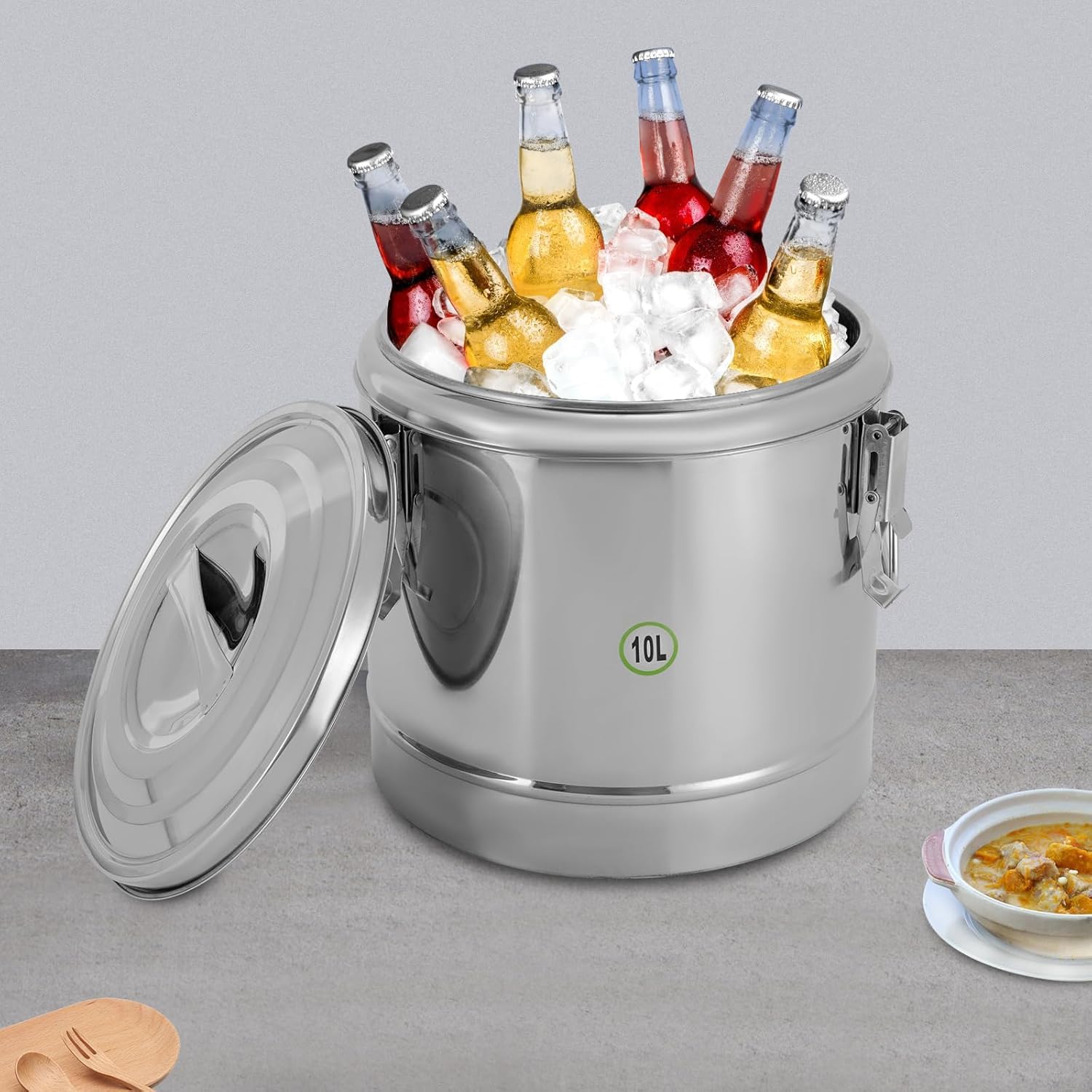 Cubo aislado para alimentos, transportador de sopa aislado de acero inoxidable, contenedor de transporte térmico para picnic al aire libre, viajes