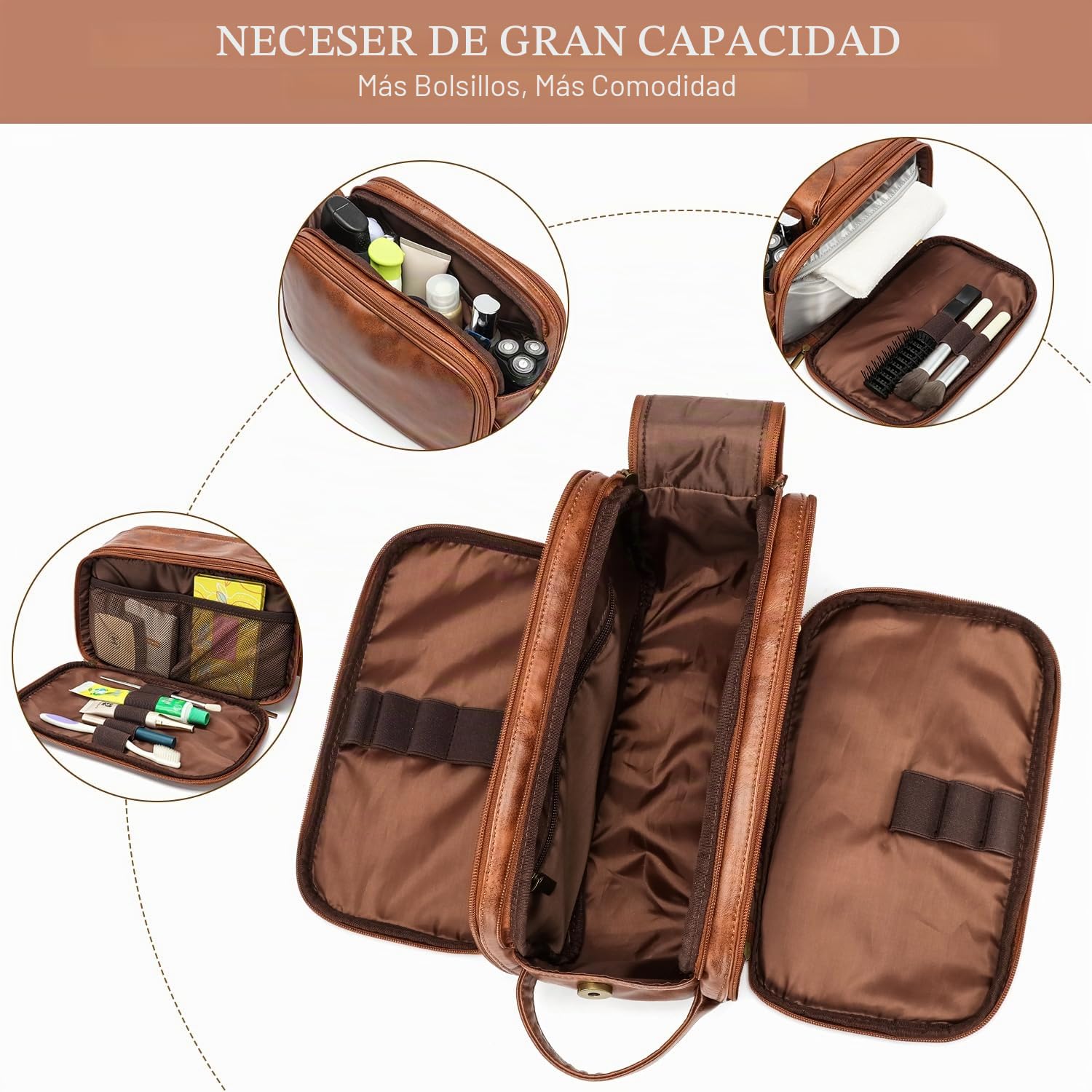 Laripwit Neceser Hombre de Viaje Juego de 2 Piezas Bolsa de Aseo Impermeable PU Organizador Portátil con Asa Dopp Kit Toiletry Bag para Deporte Gimnasio