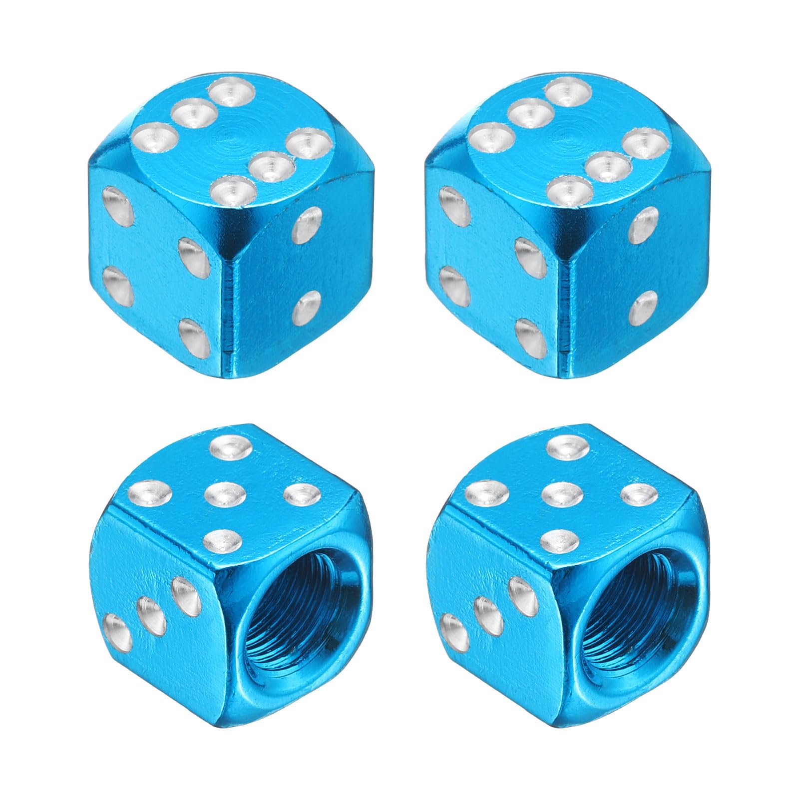 PATIKIL Dice Tire Valve Stem Caps, 4PCS Universal Aluminium Alloy Dustproof Tire Valve Stem Covers for Cars SUV Trucks Bikes Motorcycles Bicycles, Sky Blue