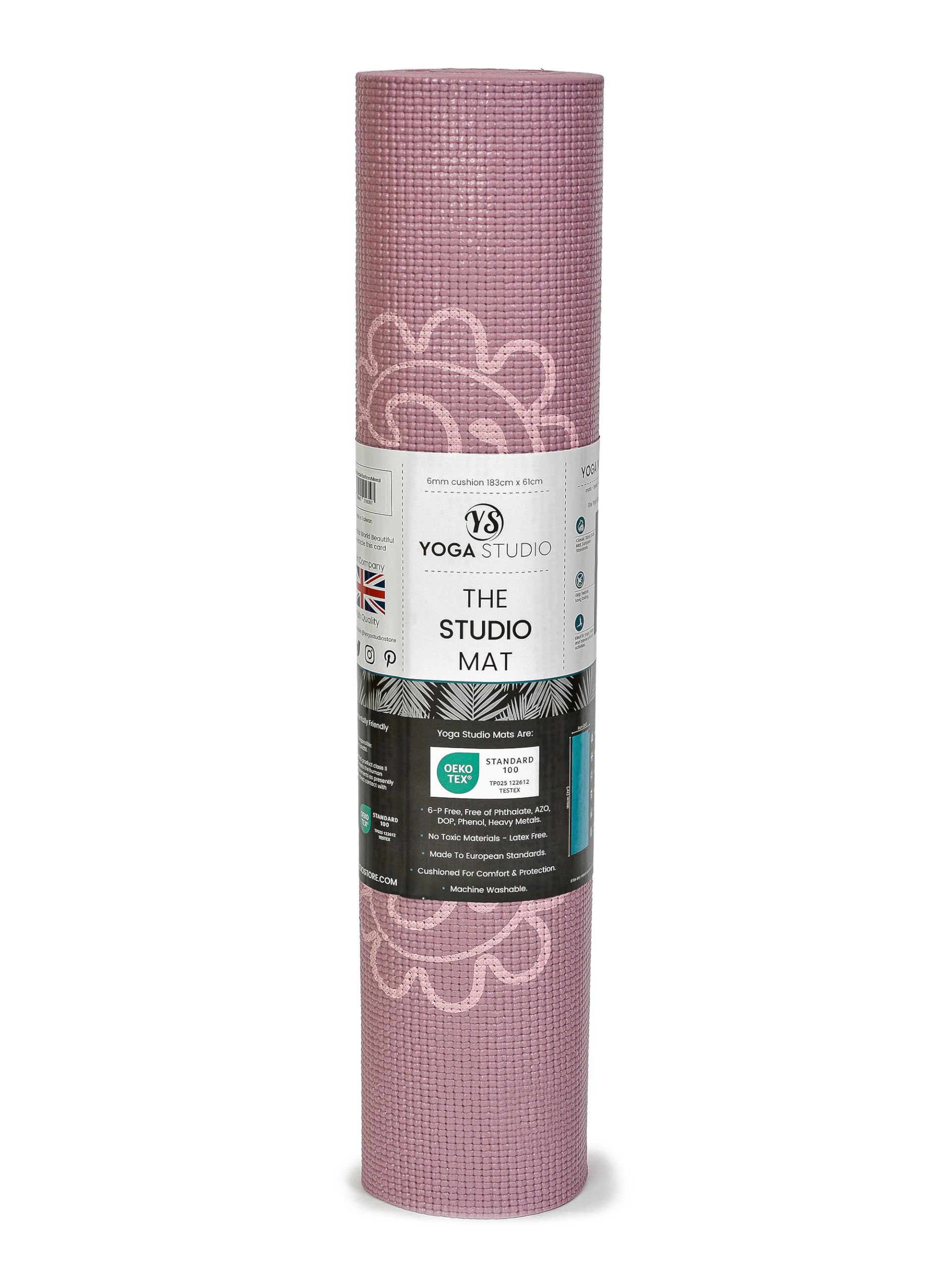 Yoga Studio Tapis de yoga conçu - 183 cm x 61 cm Mandala Mat antidérapant 6 mm Tapis de yoga indéchirable en PVC