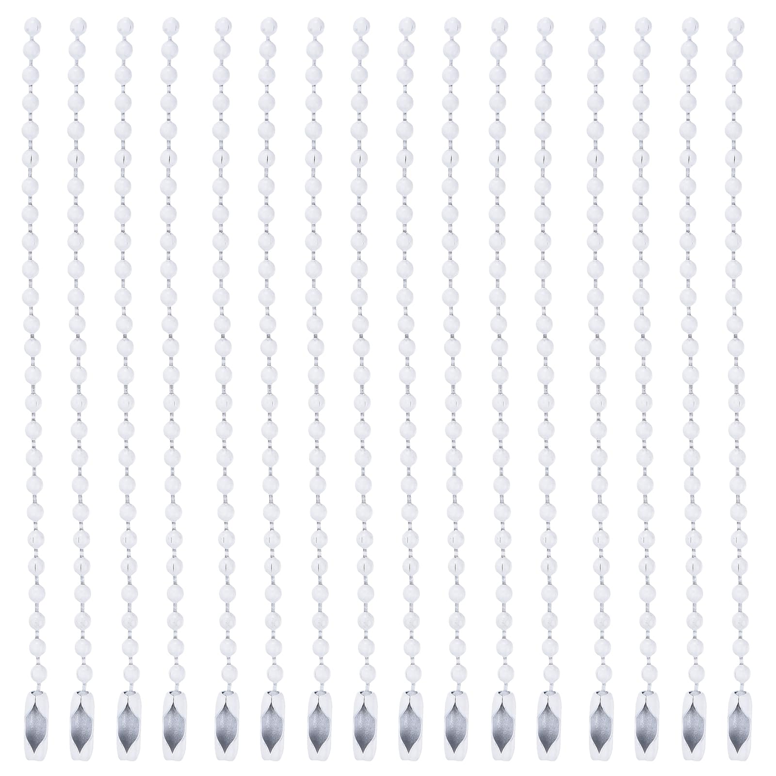 sourcing map 20Pcs 5 Inch 12cm Ball Bead Chain, Metal Ball Chain with Connectors for Hanging Ornament Jewelry Necklace Dog Tag Keychain Christmas Decoration,White