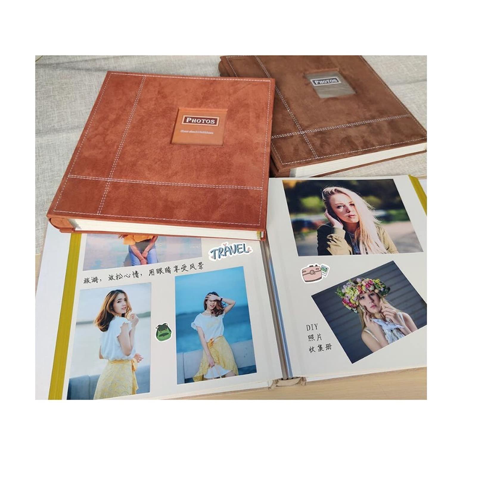 Album photo auto-adhésif, couverture en cuir de daim DIY Scrapbook Album 40 Magnetic Double face Pages 13.19 x 12.80 pouces