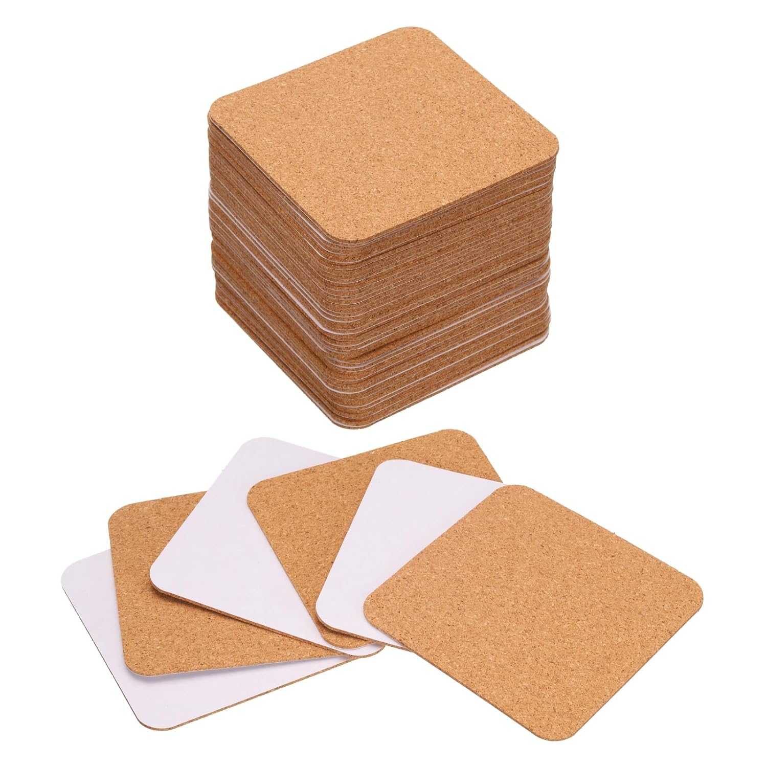 uxcell 50pcs Self Adhesive Cork Coasters 3.1