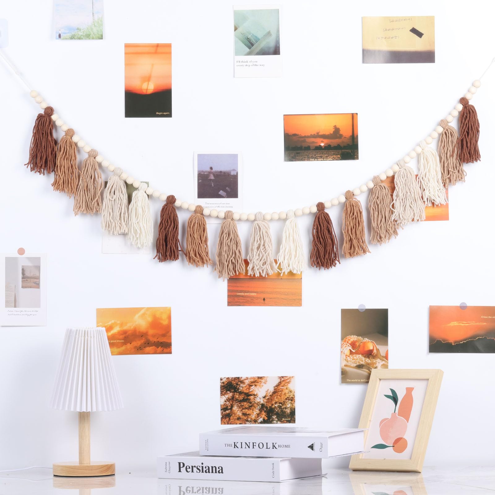 Boho Quasten Girlande Mit Holzperlen – Bunte Baumwoll-Deko Für Wand, Party & Wohnung