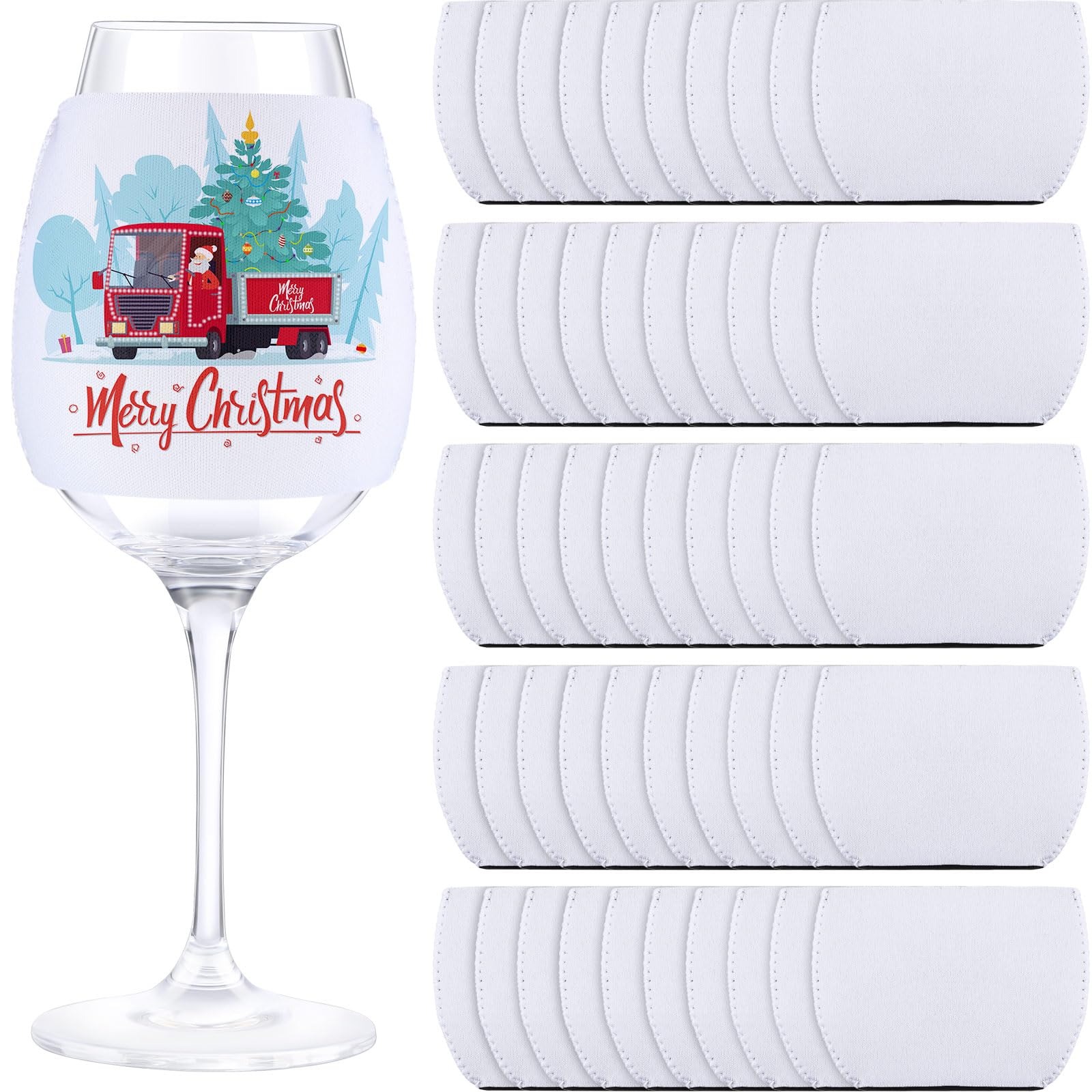 Manchons vierges en néoprène pour verre à vin de 8,4x11,4 cm en lot de 50