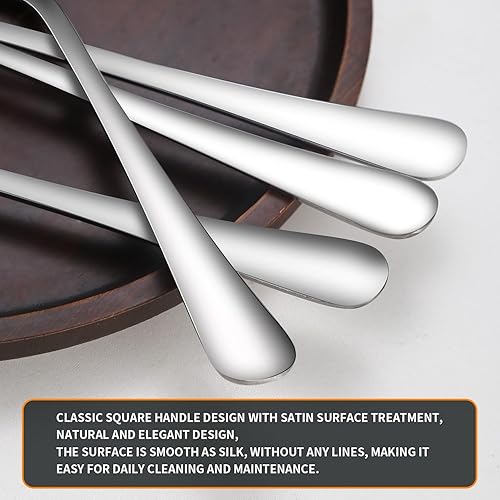 Miniatura 7 de Juego de 4 cucharas de acero inoxidable con acabado pulido de espejo, incluye 2 cucharas de servir y 2 cucharas ranuradas, ideal para bufé, fiesta,