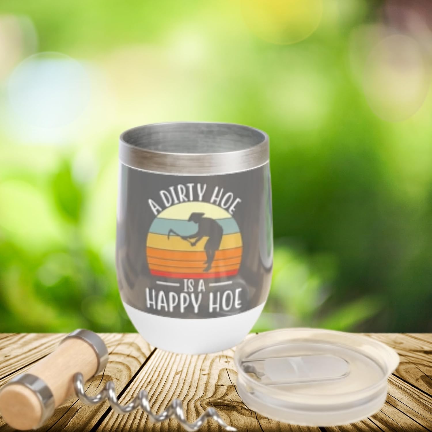 Generic ""A Dirty Hoe is a Happy Hoe"" Insulated Tumblers for Gardeners in 2 Colors, Gray