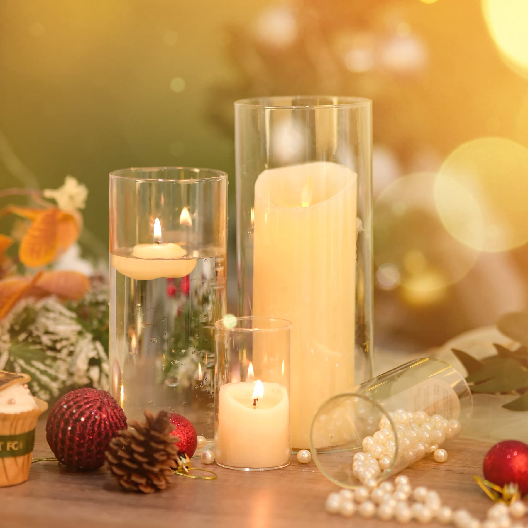 Nuptio Bougeoirs En Verre: Bougeoirs De 30cm Pour Bougies Flottantes