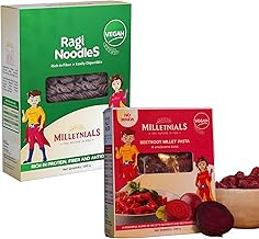 ShreeJayy Ragi Millet Noodles and Beetroot Pasta Ready to Cook, Zero Maida, 100% Vegan, No Atta, No Preservatives, Healthy Millet-Based Noodles (Pack of 2, Ragi Millet Noodles and Beetroot Pasta)