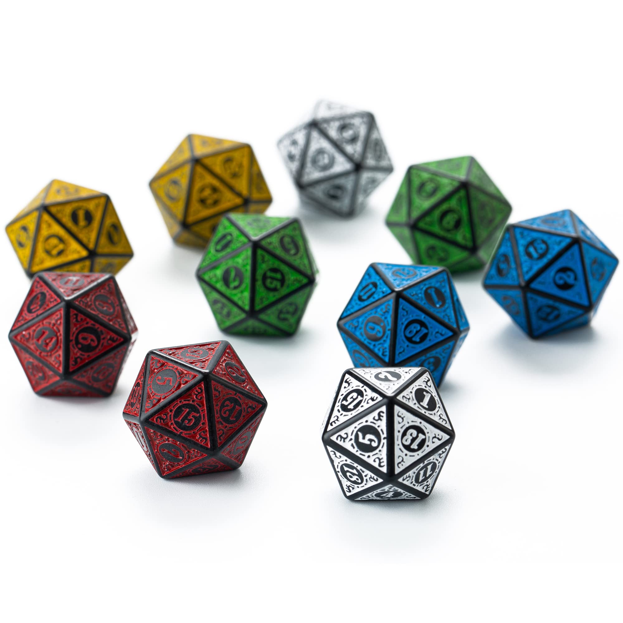 Lot de 10 dés polyédriques D20 pour jeux de table DND RPG MTG