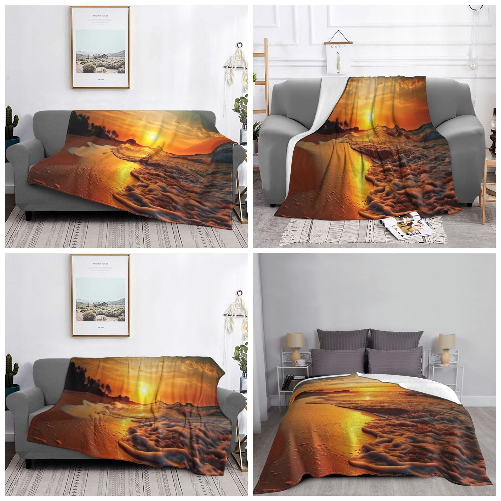 Ocean Beach Micro-Fleece-Decke – Ultraweich, 101,6x76,2 Cm, Für Sofa, Bett & Reisen, Waschbar