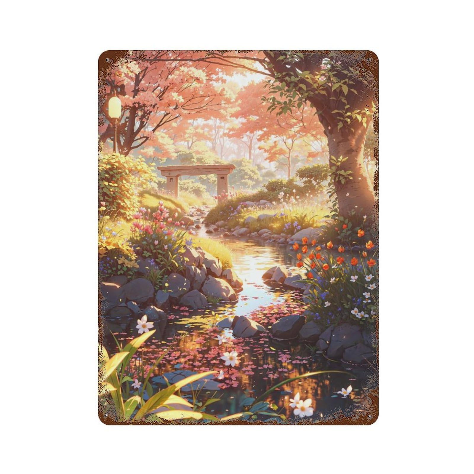 Spring Shores Aged Metal Wall Plaque 15.7"x11.8", Industrial Home Decor for Pub, Kitchen And Man Cave Decor