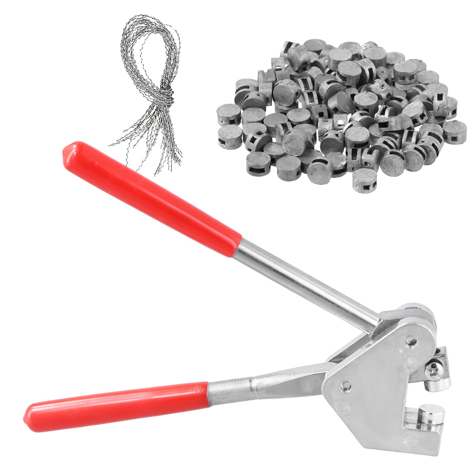 Pagezol Silver Lead Seal Plier, Electric Meter Seals And Crimp Tool, 1 Sealing Pliers, 100 Seals 8Mm, 100 Seal Wires 150Mm