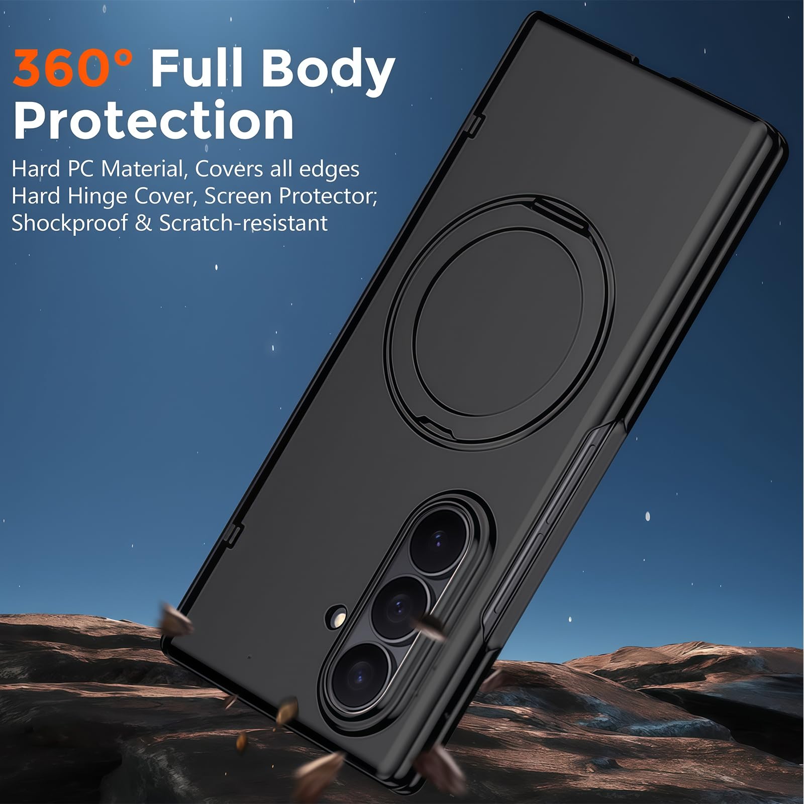 Custodia per Samsung Galaxy Z Fold 8 Ultra con supporto ad anello magnetico, [compatibile] Protezione schermo integrata per la privacy copertura completa cerniera custodia protettiva per