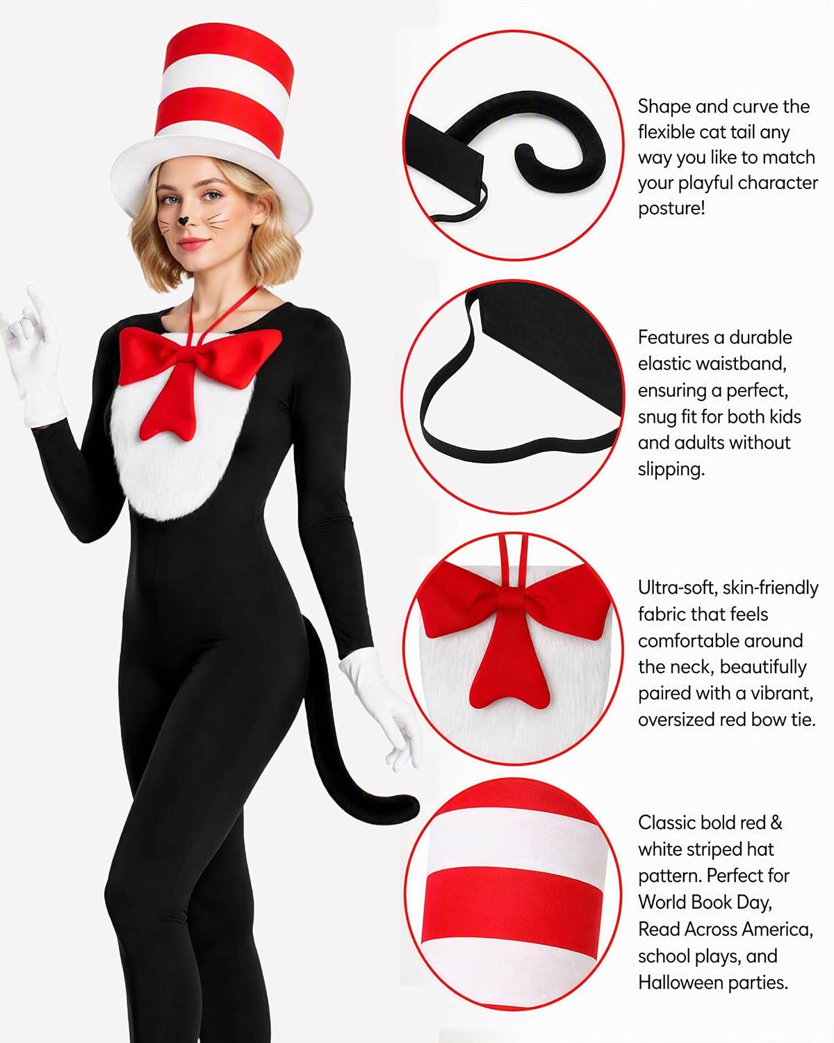 6pcs Cat Hat Costume Accessories Adult Women Halloween