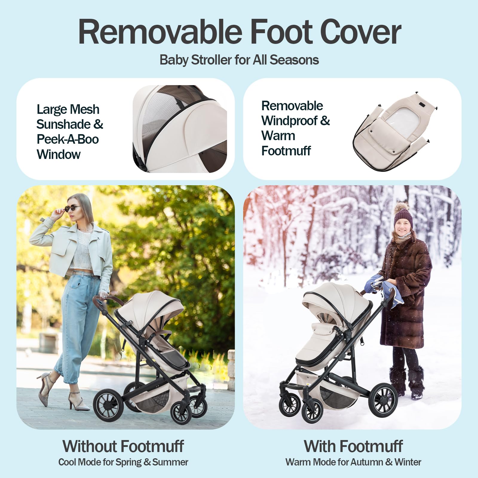 3 En 1 Cochecito Bebe, Carrito Bebé, Manija De Altura Ajustable, Silla De Paseo Con Base ISOFIX, Marco De Aluminio De Alto Nivel, Carro Para Recién Nacido De 0-4 Años, 22 Kg