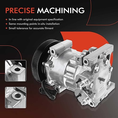 Miniatura 5 de A-Premium Compresor de AC con embrague compatible con Jeep Liberty 2.4L 2002-2005, Sport Utility, SD7H15 Style, 6 ranuras, conector de 2 pines