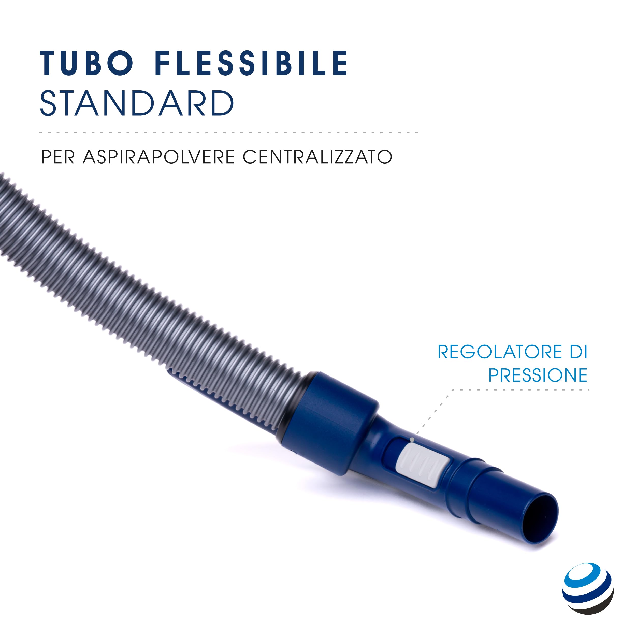 vacuplanet Tubo flessibile per Aspirapolvere Centralizzato compatibile con Aertecnica Tubò, Sistem Air, Duovac, General D'Aspirazione GDA - Senza interruttore ON/OFF (9 metri)