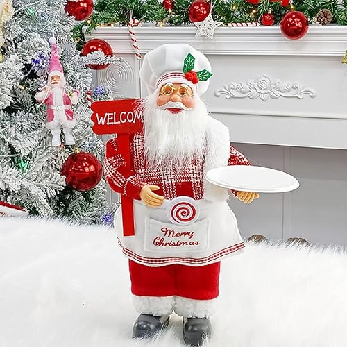Miniatura 3 de Figuras de chef de Papá Noel de 12 pulgadas, decoraciones de figura de Feliz Navidad, adornos de escritorio de Papá Noel para muñeca, decoración de