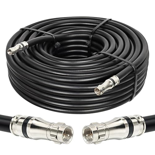 Vista 15 de Cable coaxial RG11 de 20 pies, cable coaxial RG11 de baja pérdida de 75 ohmios con conector tipo F de alta definición para CATV, antena parabólica