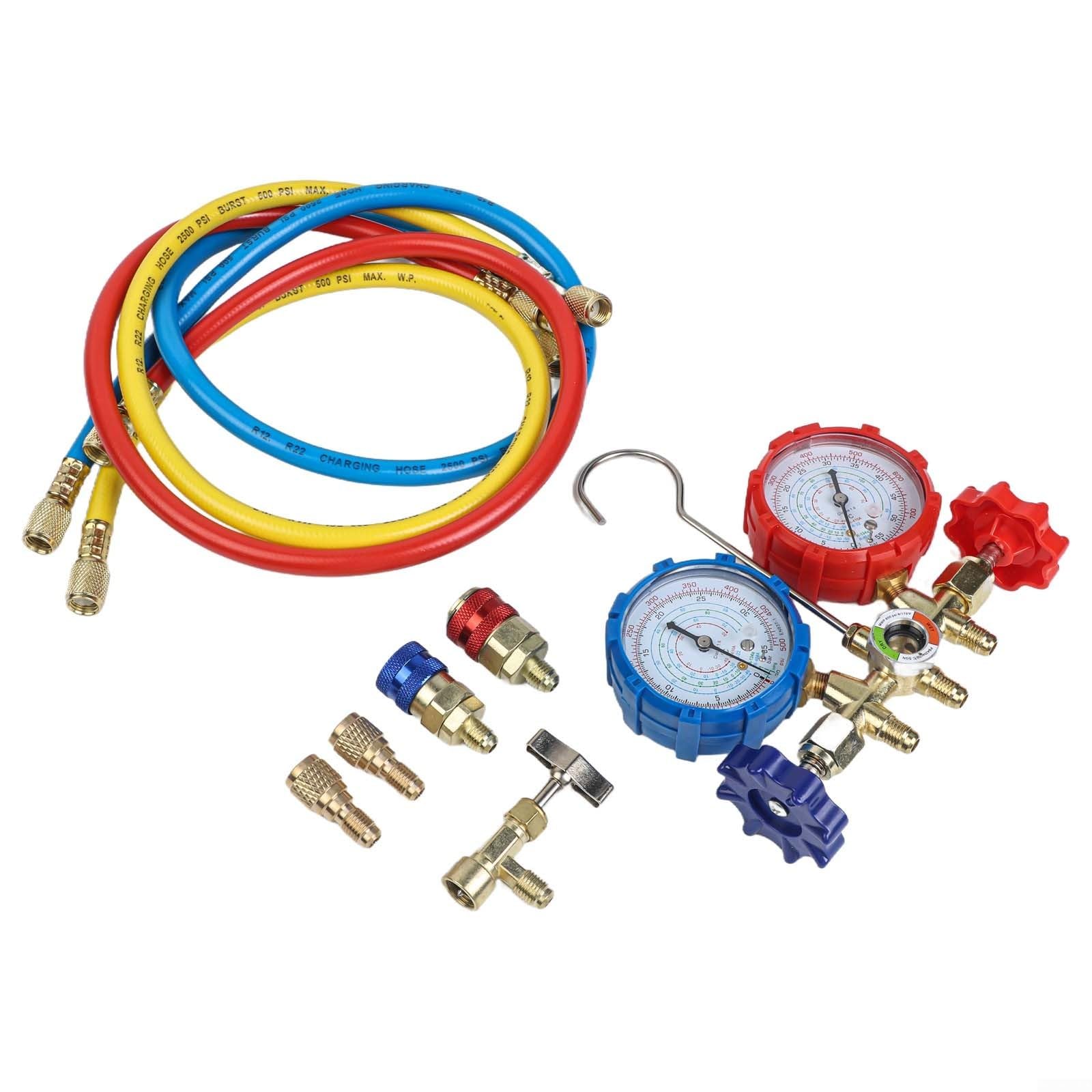 AC Manifold Gauge Set con colori codificati tubi per R32 per R410A e caratteristiche affidabili di misurazione della pressione