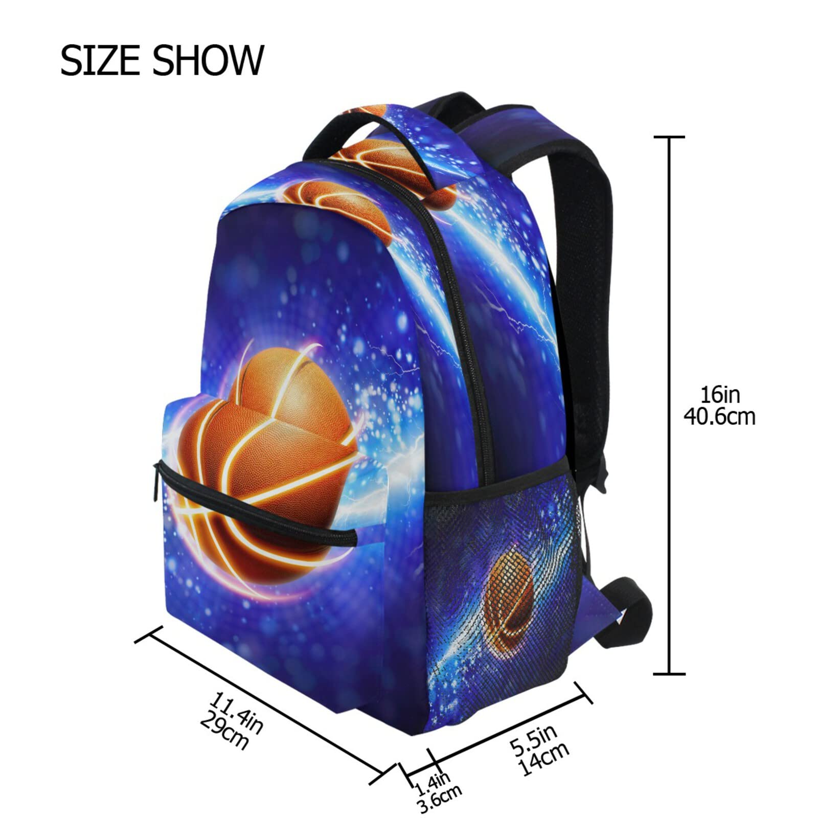Galaxy Basketball Kid's Boy's Backpack Blue Lightnings Sports Ball Schoolbag Backpacks for Boys Girls Toddler Bookbag Casual Daypack Back Pack Zipper Children Bag Backpack