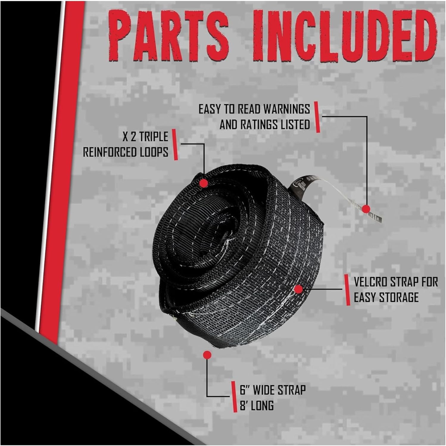 Bullet-Proof Hitches 6 Inch x 8 Foot Tree Saver Tow Strap | 100000 lbs Breaking Strength Recovery Strap | EDTREE