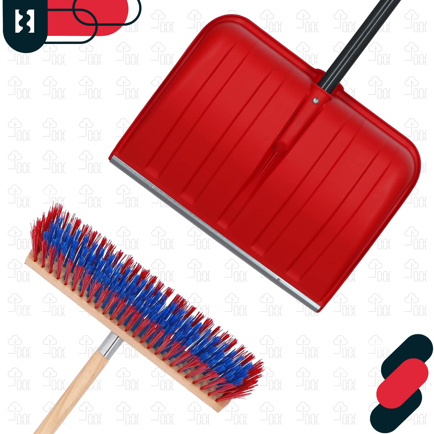 KOTARBAU® Kit pelle à neige avec manche en métal 133 cm Balai de rue 43 cm + gants Pelle à neige Snow Shovel Pelle à neige avec manche Pelle à neige extérieure pour déneigement voiture