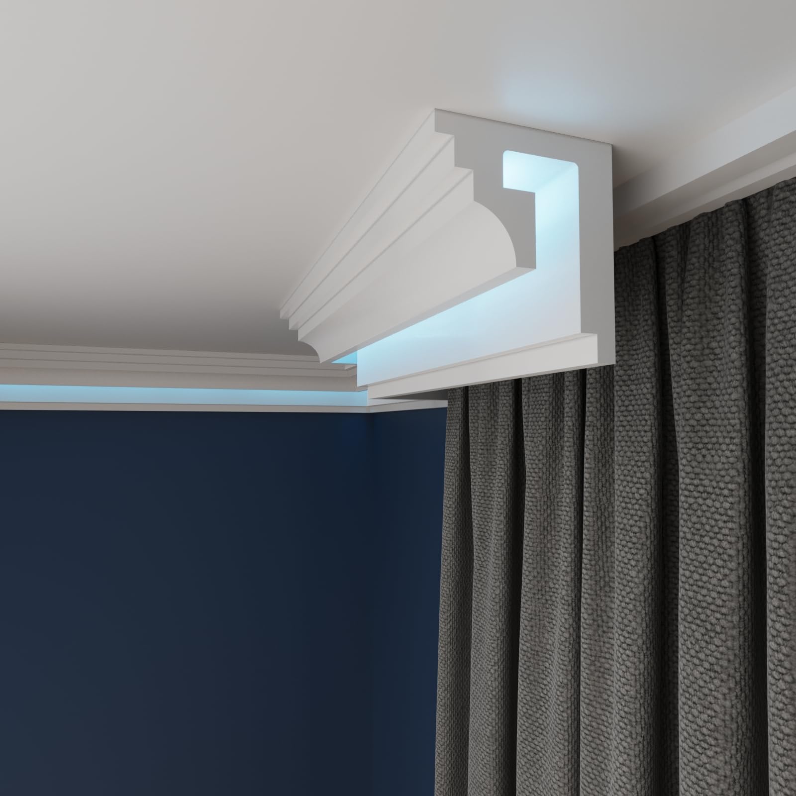 WOLDECOR LED Cornice Coving for Ceilings, Premium Extruded Polystyrene Ceiling Moulding Trim, Lightweight and Paintable Decorative Coving, Durable LED Lighting Coving (WLP19, 10 Meters)