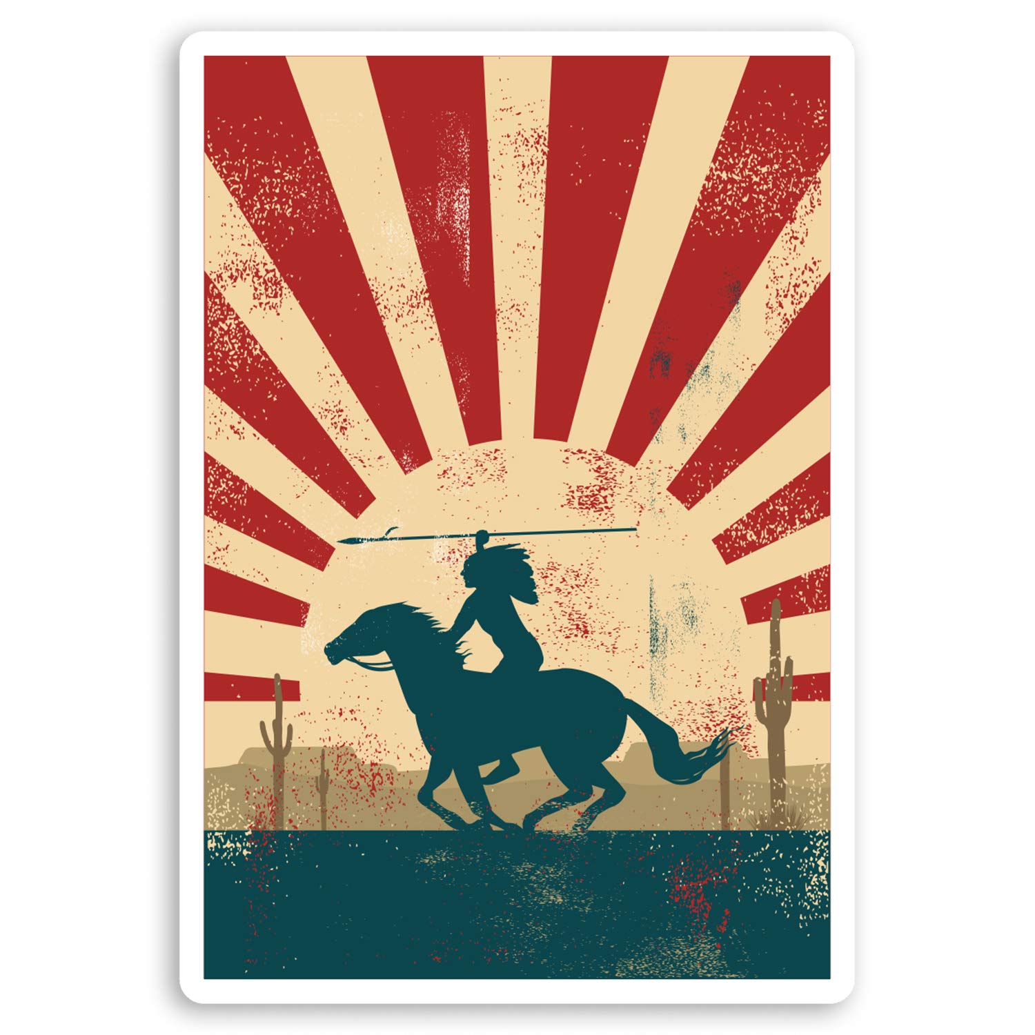 Destination Vinyl Ltd Multi 2 X 10Cm Native American Indian Vinyl Stickers - Usa America Sticker #34142 (10Cm Tall)
